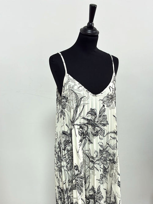Vestido Estampado Floral - Camel, Azul y Azul Jean