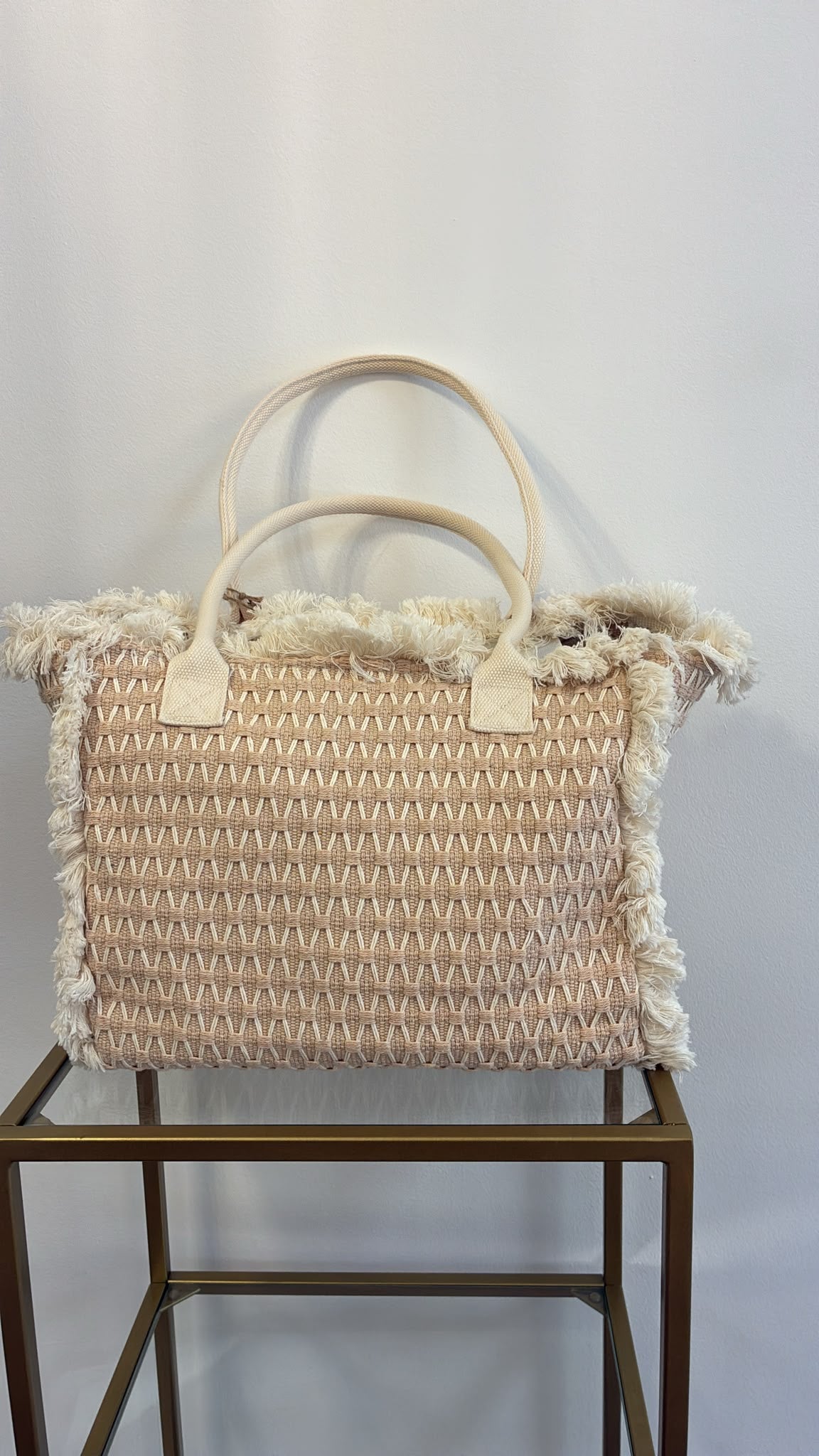 Bolso Tote Beige con Flecos