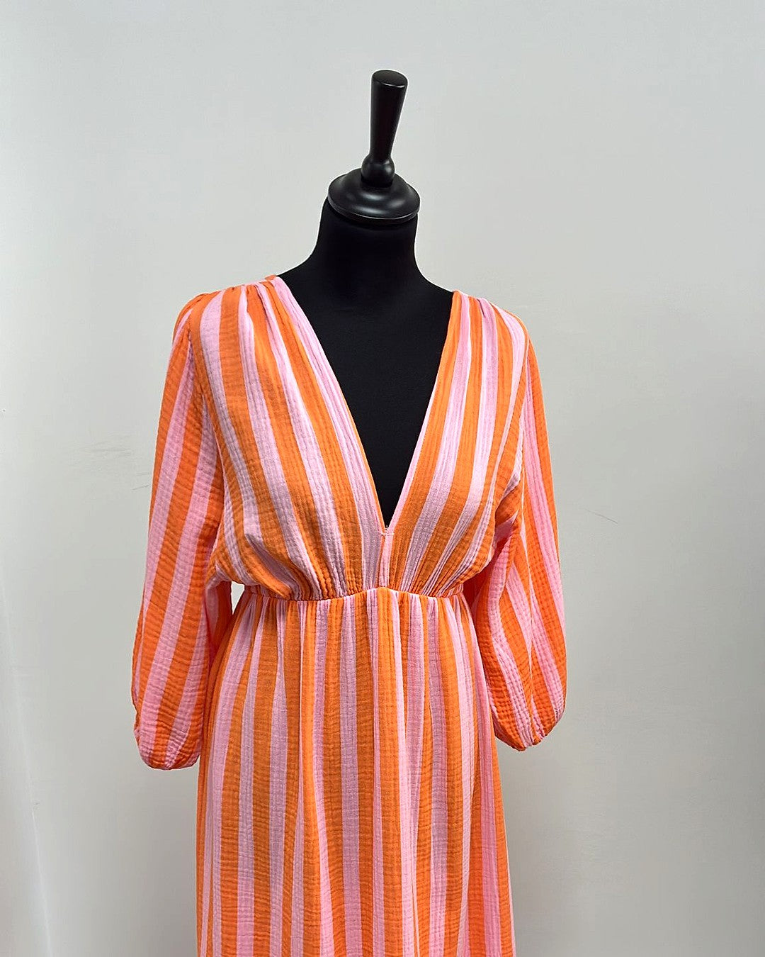 Vestido Lily Rayas - Naranja y Rosa - Imagen 1