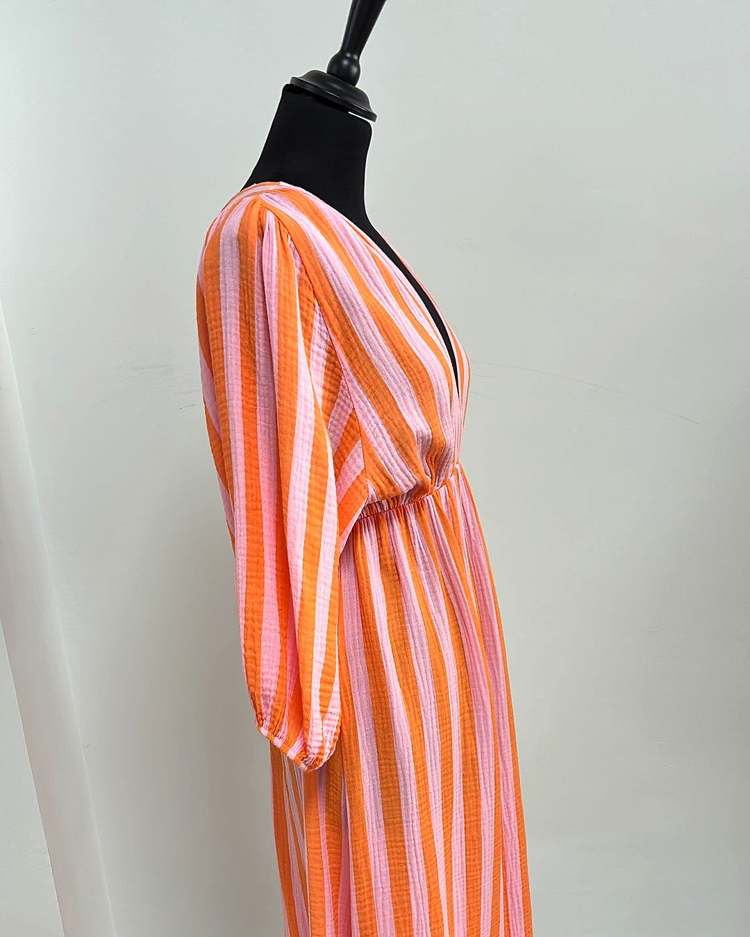 Vestido Lily Rayas - Naranja y Rosa - Imagen 2