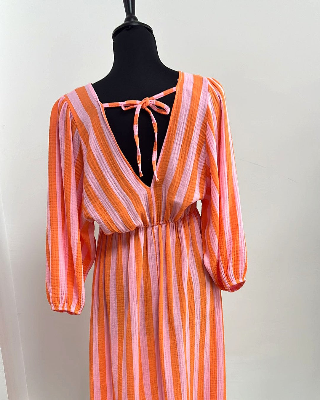 Vestido Lily Rayas - Naranja y Rosa - Imagen 3
