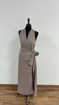 Vestido Cruzado de Lino Topo