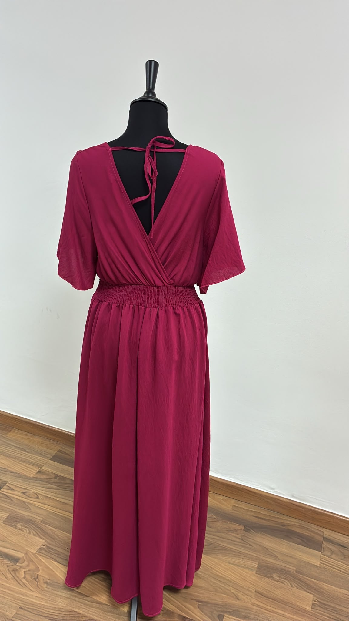 Vestido Maxi Burdeos Espalda Descubierta